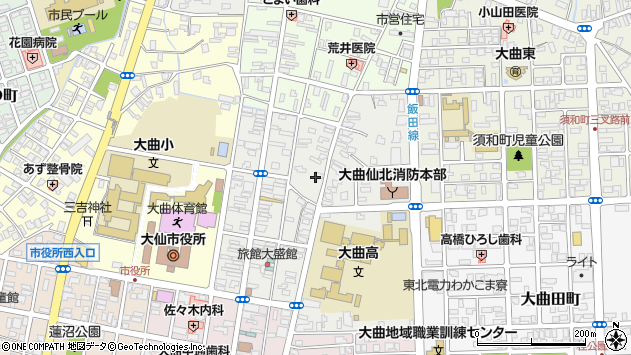 〒014-0061 秋田県大仙市大曲栄町の地図