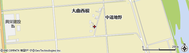 秋田県大仙市大曲西根中道地野周辺の地図