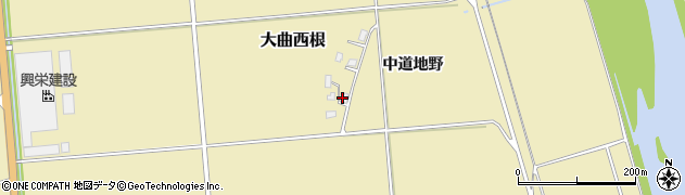 秋田県大仙市大曲西根（中道地野）周辺の地図