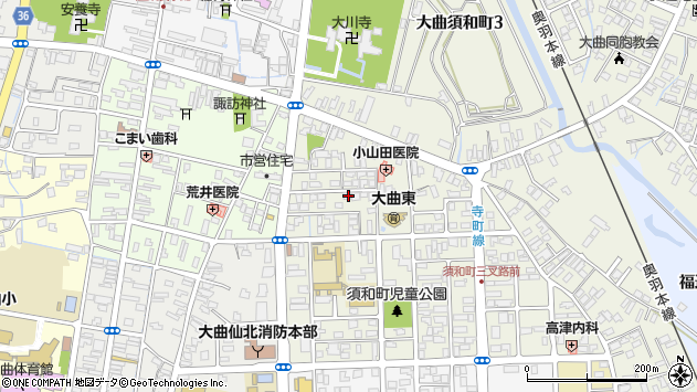 〒014-0047 秋田県大仙市大曲須和町の地図