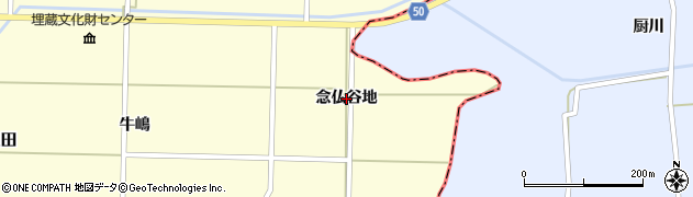 秋田県大仙市払田（念仏谷地）周辺の地図
