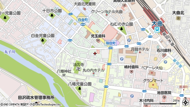 〒014-0014 秋田県大仙市大曲福住町の地図
