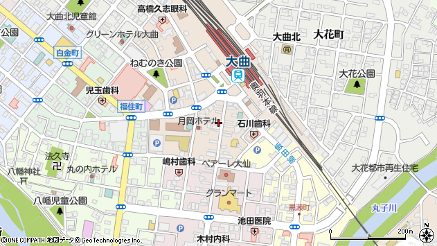 〒014-0027 秋田県大仙市大曲通町の地図