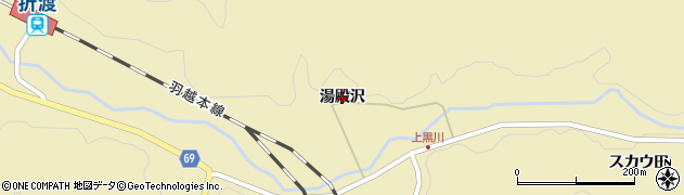 秋田県由利本荘市岩城上黒川（湯殿沢）周辺の地図