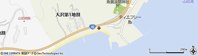 岩手県山田町（下閉伊郡）大沢（第１地割）周辺の地図