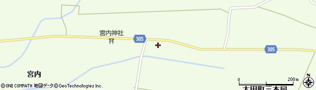秋田県大仙市太田町三本扇三本柳周辺の地図