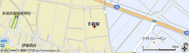 秋田県大仙市北楢岡下新屋周辺の地図