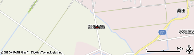 秋田県大仙市鑓見内鍛治屋敷周辺の地図