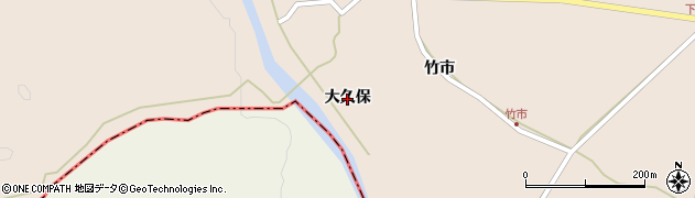 秋田県仙北市角館町下延（大久保）周辺の地図