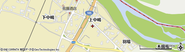 秋田県大仙市下鴬野（上中嶋）周辺の地図