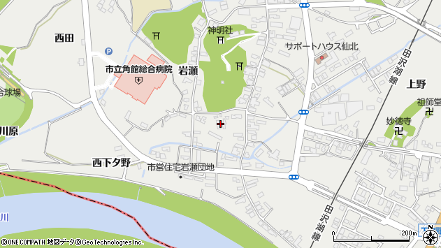〒014-0373 秋田県仙北市角館町岩瀬の地図