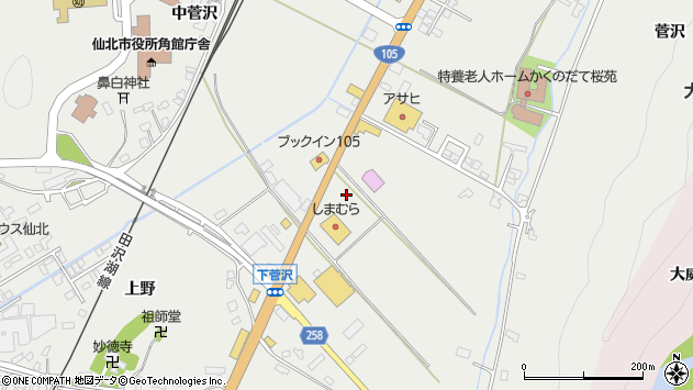 〒014-0366 秋田県仙北市角館町下菅沢の地図