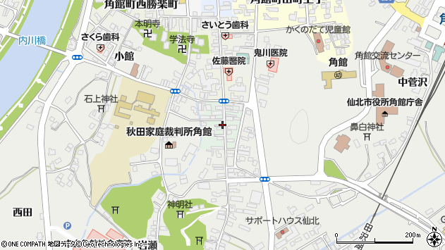 〒014-0313 秋田県仙北市角館町下岩瀬町の地図