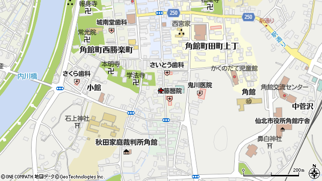 〒014-0315 秋田県仙北市角館町下新町の地図