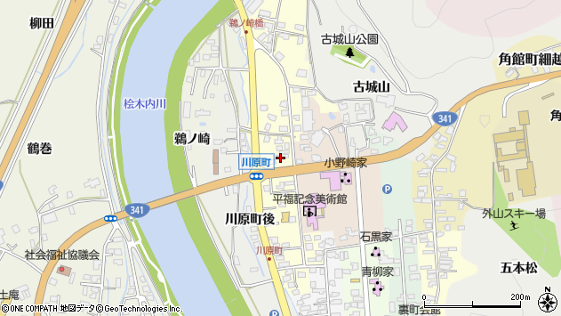 〒014-0333 秋田県仙北市角館町川原町の地図