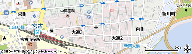 岩手県宮古市大通周辺の地図