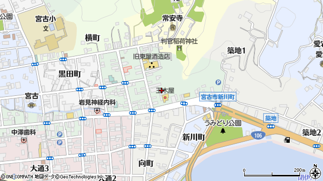 〒027-0089 岩手県宮古市本町の地図