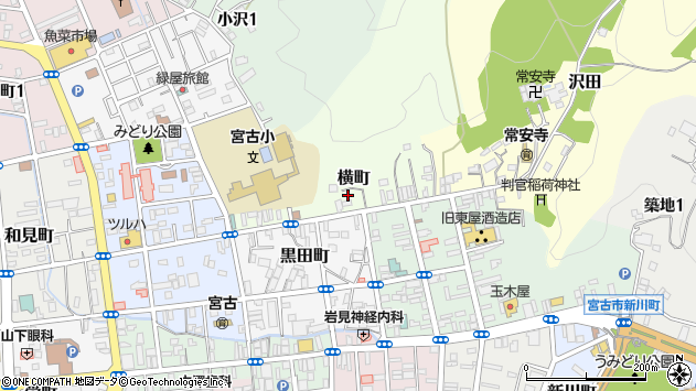 〒027-0087 岩手県宮古市横町の地図