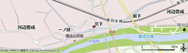 秋田県秋田市河辺豊成宮下33周辺の地図