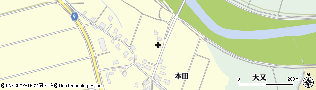 秋田県秋田市雄和田草川本田158周辺の地図