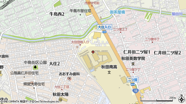 〒010-1437 秋田県秋田市仁井田緑町の地図