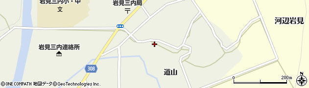 秋田県秋田市河辺三内道山周辺の地図