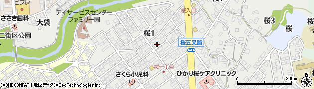 秋田県秋田市桜1丁目周辺の地図