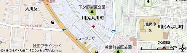 秋田県秋田市川尻大川町周辺の地図