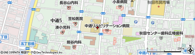 秋田市立中通小学校　通級指導教室周辺の地図