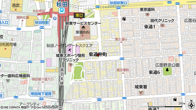 〒010-0002 秋田県秋田市東通仲町の地図