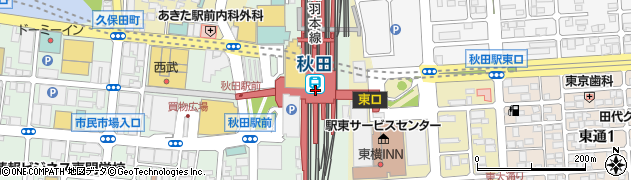 株式会社秋田ステーションビル　トピコ３Ｆラーメン三楽周辺の地図