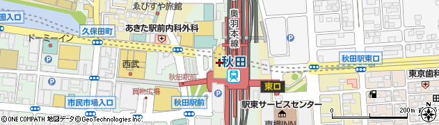 秋田駅トピコ郵便局周辺の地図