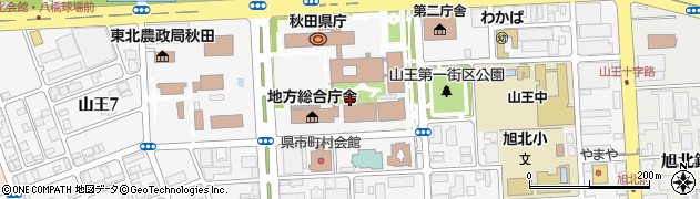 秋田県秋田市山王周辺の地図