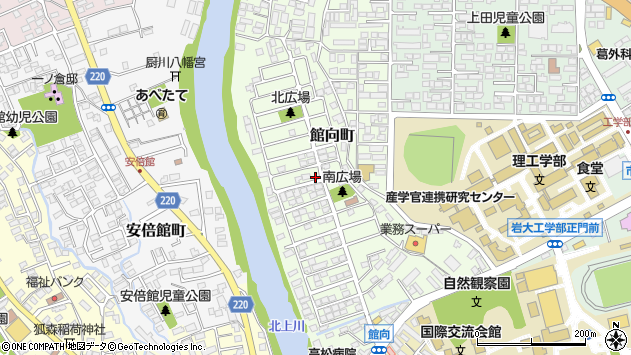 〒020-0115 岩手県盛岡市館向町の地図