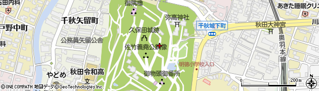 秋田県秋田市千秋公園周辺の地図