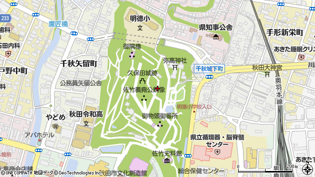 〒010-0876 秋田県秋田市千秋公園の地図