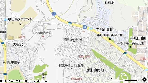 〒010-0841 秋田県秋田市手形山西町の地図