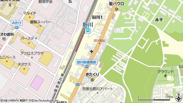 〒020-0124 岩手県盛岡市厨川の地図