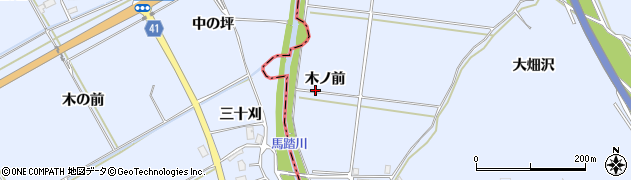 秋田県秋田市金足岩瀬（木ノ前）周辺の地図