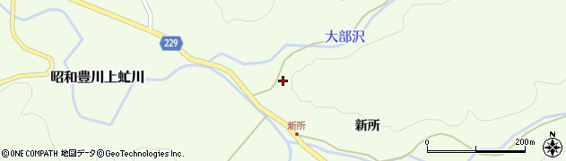 秋田県潟上市昭和豊川上虻川（大部沢）周辺の地図