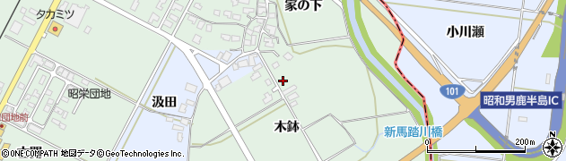 秋田県潟上市昭和乱橋木鉢28周辺の地図