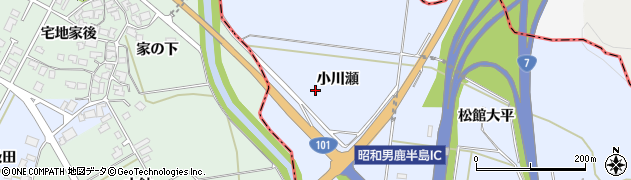 秋田県秋田市金足岩瀬（小川瀬）周辺の地図