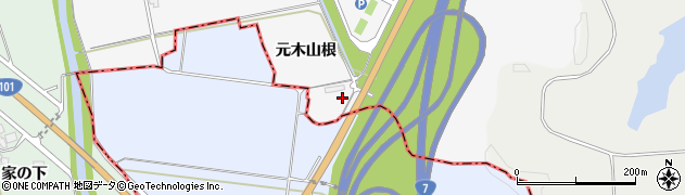 秋田県潟上市昭和大久保（元木山根）周辺の地図