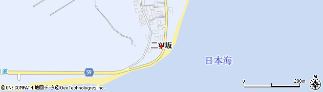 秋田県男鹿市船川港女川（二ツ坂）周辺の地図