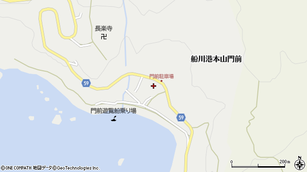 〒010-0535 秋田県男鹿市船川港本山門前の地図