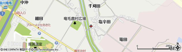 秋田県潟上市昭和豊川竜毛塩辛田25周辺の地図