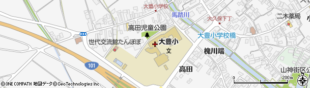秋田県潟上市昭和大久保（高田）周辺の地図
