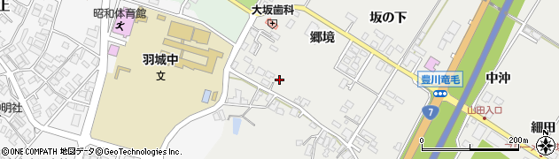 秋田県潟上市昭和豊川竜毛（郷境）周辺の地図