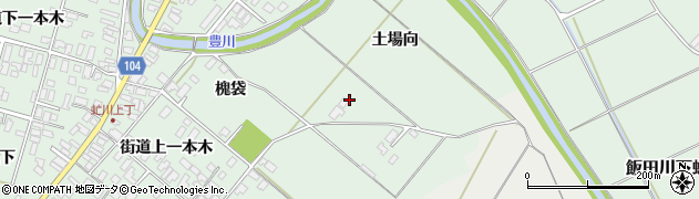 秋田県潟上市飯田川下虻川（場向）周辺の地図