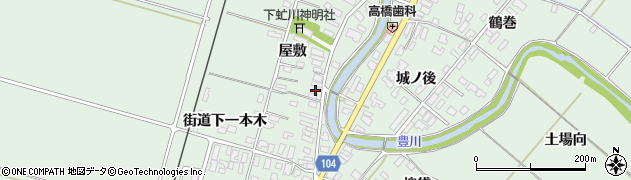 秋田県潟上市飯田川下虻川屋敷179周辺の地図